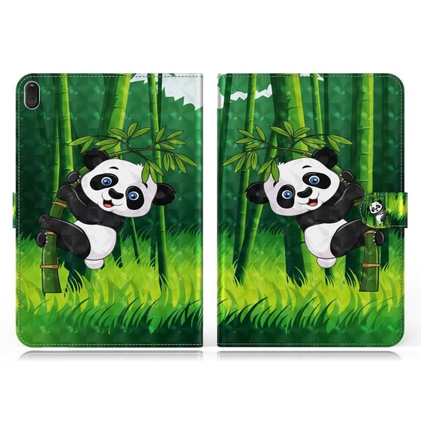 Lenovo Tab E10 Mønster Lær Flippetui - Panda og Bambus