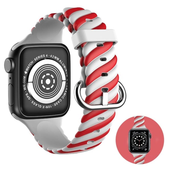 Apple Watch 40 mm unik farge vri silikonklokkerem - Rød / Hvit