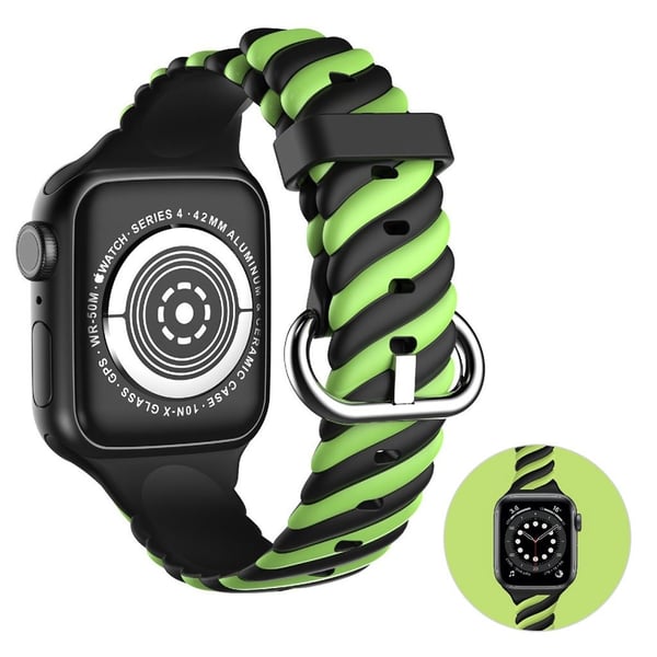 Apple Watch 40 mm unik farge vri silikonklokkerem - Grønn / Svart