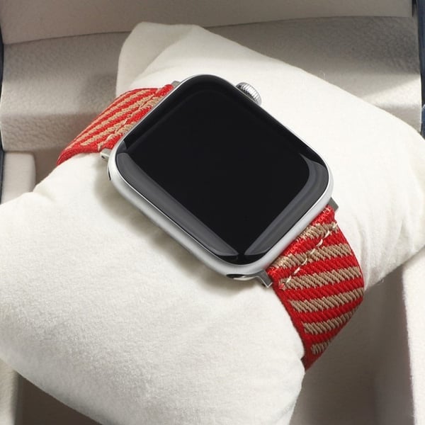 Apple Watch 42mm - 44mm coolt dubbelfärgat nylonarmband - Khaki / Röd