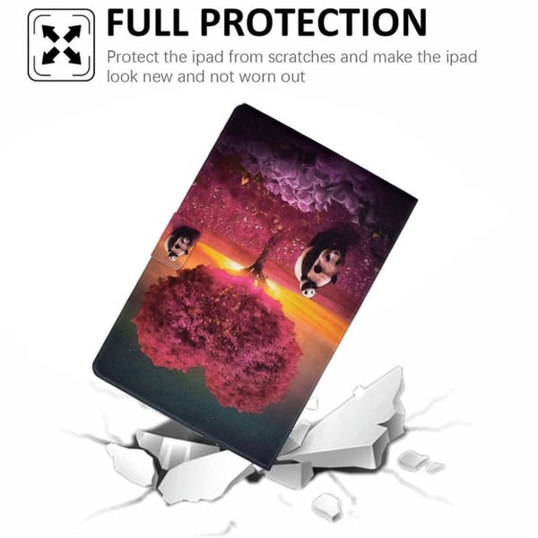 Lenovo Tab M10 FHD Plus Beautiful Mønster Lær Etui - Pandaer og Tre