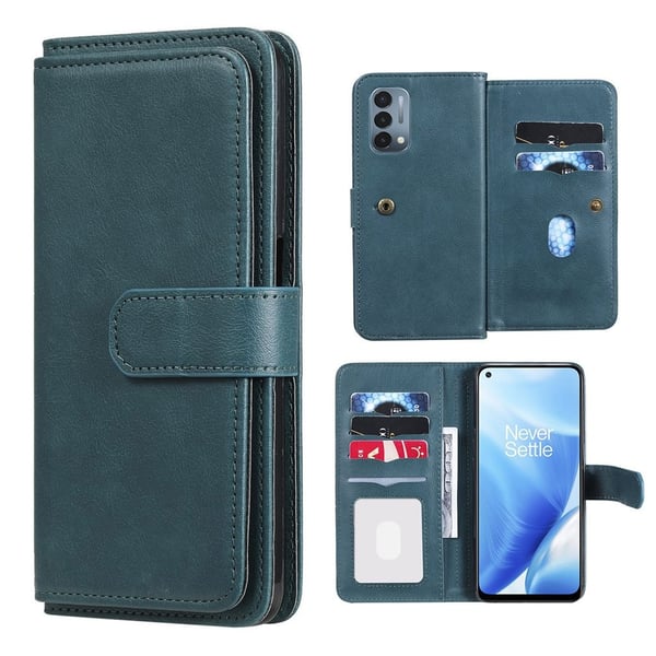 10-slot Lommebok Etui til OnePlus Nord N200 5G - Svartgrønn