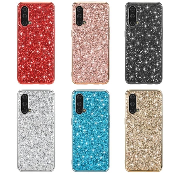 Glitter OnePlus Nord CE 5G Etui - Sølv