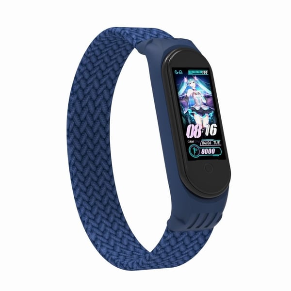 Xiaomi Mi Band 5 / 4 / 3 elastisk nylon-urrem - Blå / Størrelse: L