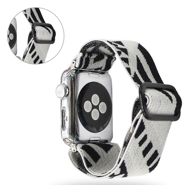 Apple Watch Series 6 / 5 44 mm urrem med vevd mønster - Svart / Hvit