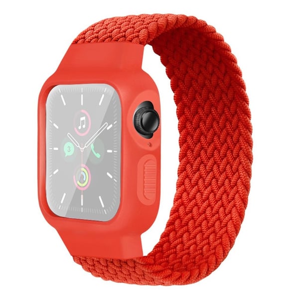 Apple Watch Series 6 / 5 44 mm nylonflettet klokkerem - Rød / Rød
