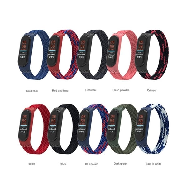 Xiaomi Mi Band 5 / 4 / 3 elastisk nylon-urrem - Sort / Størrelse: M