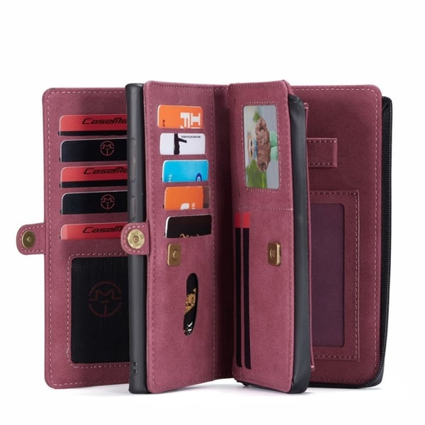 CaseMe 2-i-1 Samsung Galaxy S21 fodral med plånbok - Röd