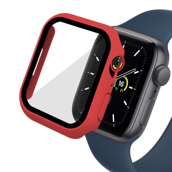 ENKAY Apple Watch (41 mm) 2-i-1-deksel + 9H herdet glass - Rød