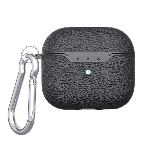 AirPods 3 etui med litchi-tekstur og nøglering - Sort