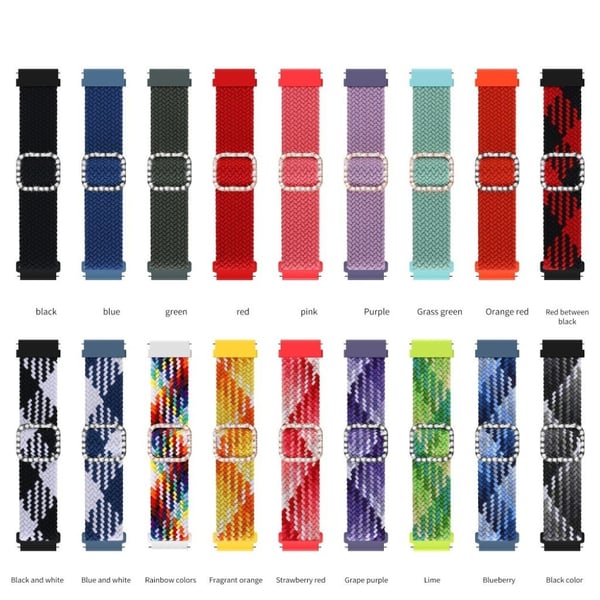 20 mm universal klokkerem i nylon + strassspenne - Gressgrønn