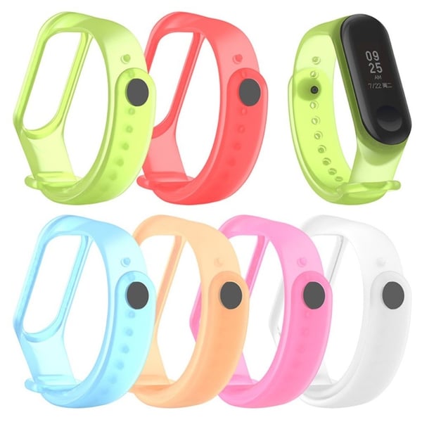 Xiaomi Mi Smart Band 4 / Band 3 gennemsigtig silikone urrem - Gennemsigtig Blå