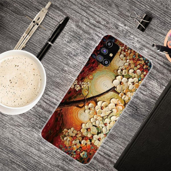 Deco Samsung Galaxy M51 Etui - Hvite Blomster