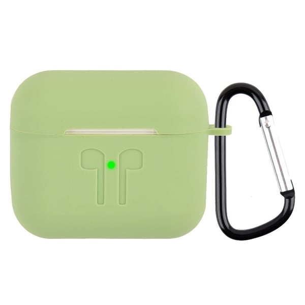 AirPods 3 design gravert silikonetui med karabinkrok - Lysegrønn