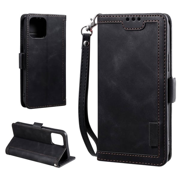 Surburbian iPhone 13 Pro Max læder flip etui - Sort