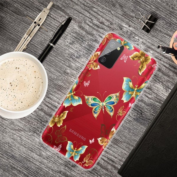 Deco Samsung Galaxy A02s Etui - Gull Sommerfugler