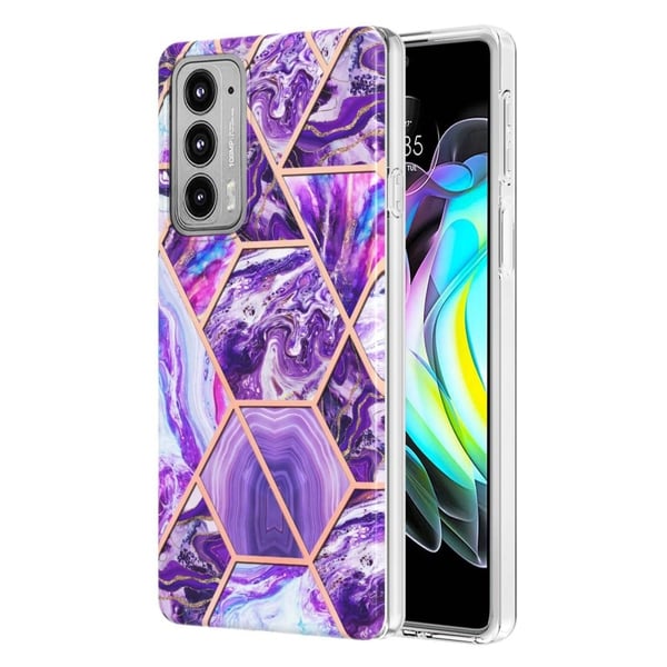 Marble Motorola Edge 20 Etui - Mørkelilla