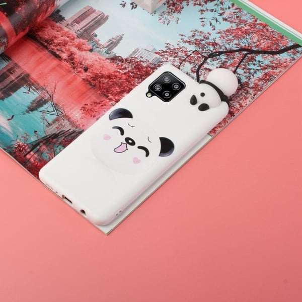 Cute 3D Samsung Galaxy A42 5G Etui - Cutesy Panda in White