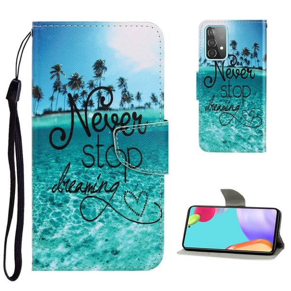 Wonderland Samsung Galaxy A52 5G flip kuoret - Never Stop Dreaming