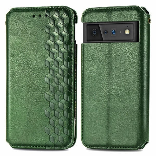 Læretui med A Stilfull Rhombus Imprint til Google Pixel 6 - Grønn