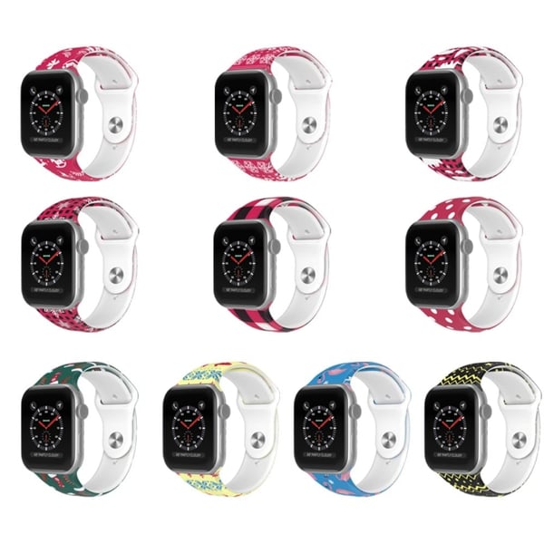 Apple Watch (45 mm) julemønster silikonklokkerem - Fugl / Størrelse: L