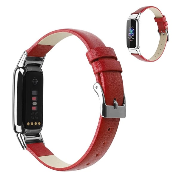 Fitbit Luxe urrem i ægte læder - Rød / Størrelse: S Fitbit Luxe urrem i ægte læder - Rød / Størrelse: S
