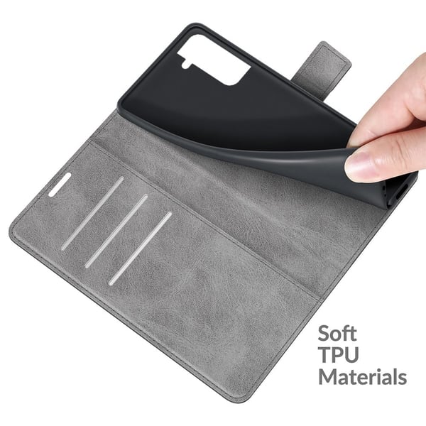 Wallet-style Nahkakotelo For Samsung Galaxy S22 - Harmaa