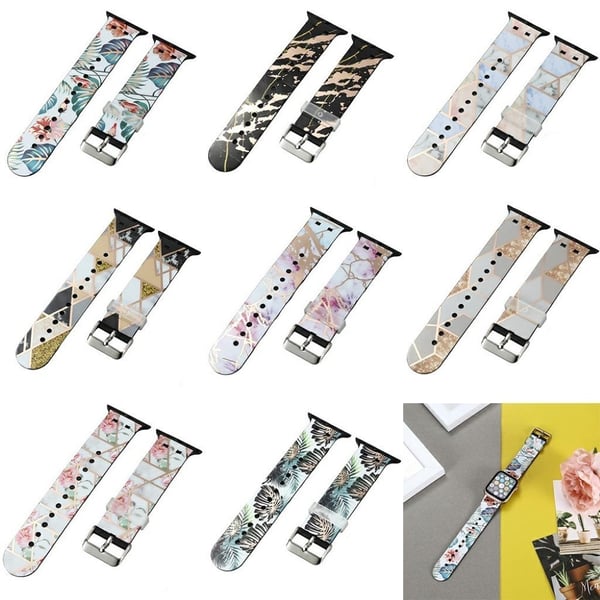 Apple Watch 42mm - 44mm stilig mønster TPU klokkerem - Plantain Leaf