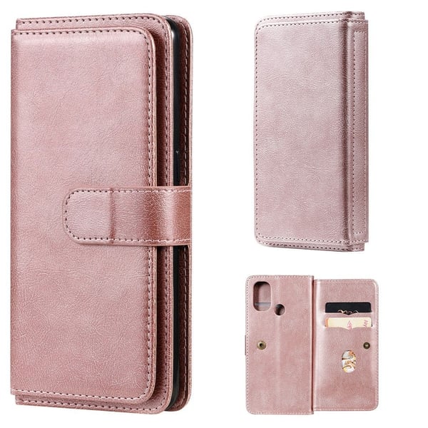 10-slot Lommebok Etui til OnePlus Nord N100 - Rose Gull