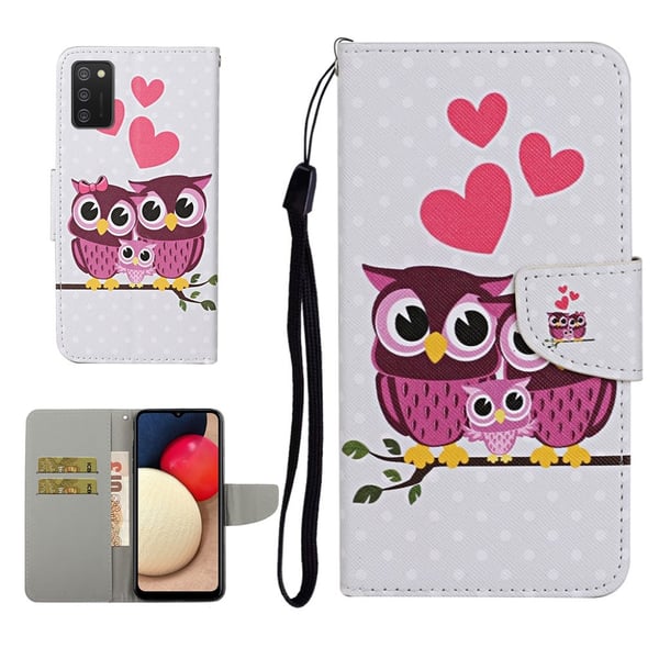 Wonderland Samsung Galaxy A02s Flippetui - Ugle og Hjerte