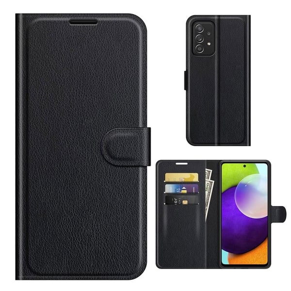 Klassisk Samsung Galaxy A52s 5G / Samsung Galaxy A52 / Samsung Galaxy A52 5G flip etui - Sort