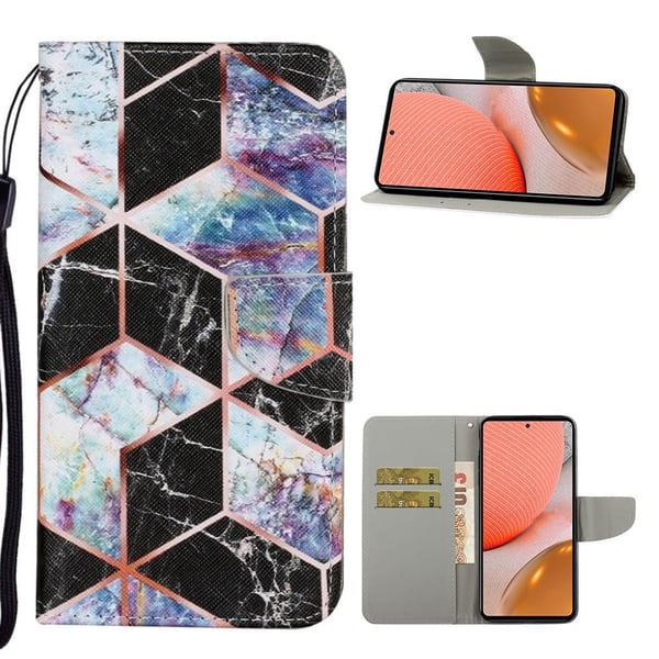 Wonderland Samsung Galaxy A72 5G Flippetui - Black og White Marbling
