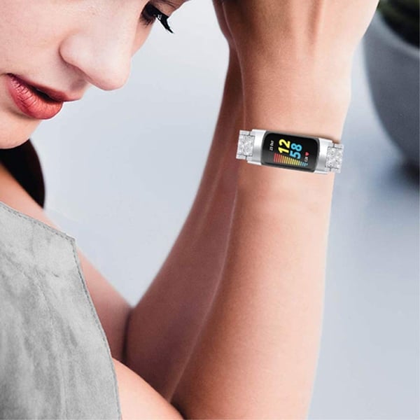 Fitbit Charge 5 bling strass klokkerem - Sølv