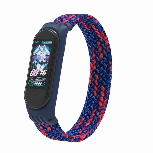 Xiaomi Mi Band 5 / 4 / 3 stilig nylon klokkerem - Blå / Rød / Størrelse: S