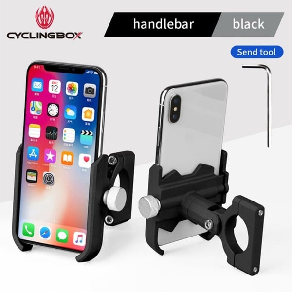 Universal CYCLINGBOX BG-KS002 roterbar telefonholder for sykkelmontering - Svart / Håndtak
