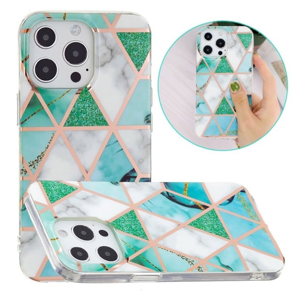 Marble design iPhone 13 Pro Max cover - Grøn / Hvid