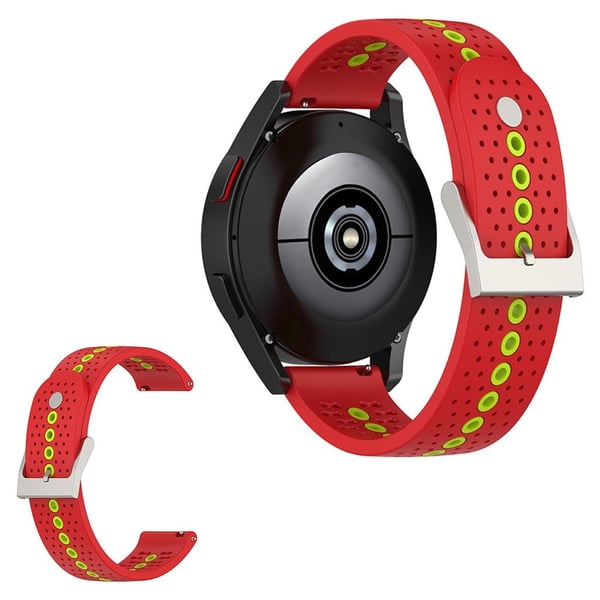 20 mm silikonklokkerem i sportsstil med to farger for Samsung-klokke - Rød / Grønn