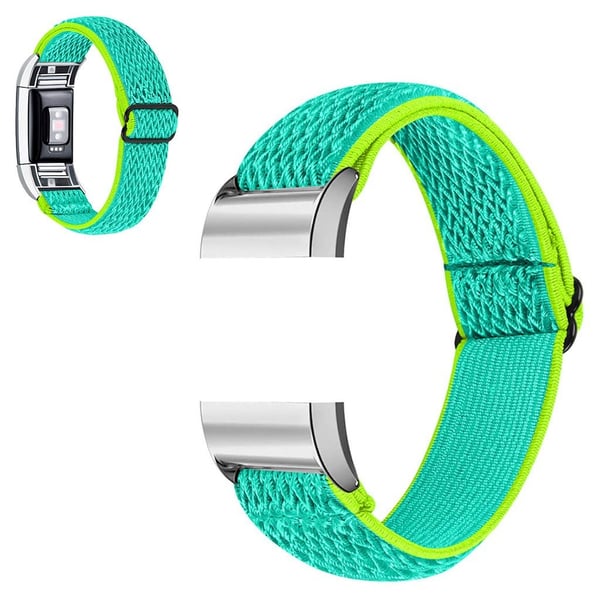Fitbit Charge 2 nylon elastinen kellonhihna - Keltainen / Vihreä