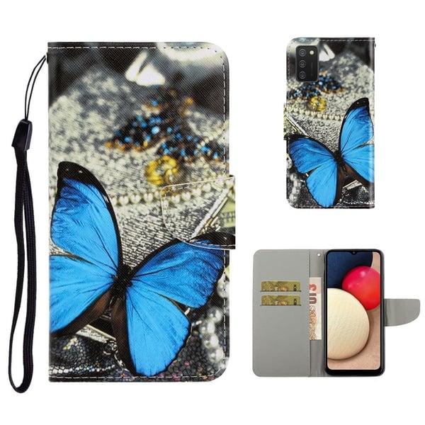 Wonderland Samsung Galaxy A02s Flippetui - Large Sommerfugl