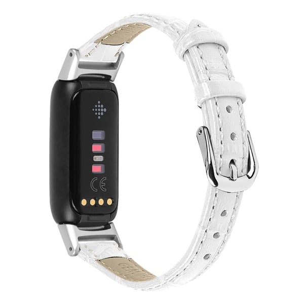 Fitbit Luxe klokkerem i ekte skinn i krokodillestil - Hvit