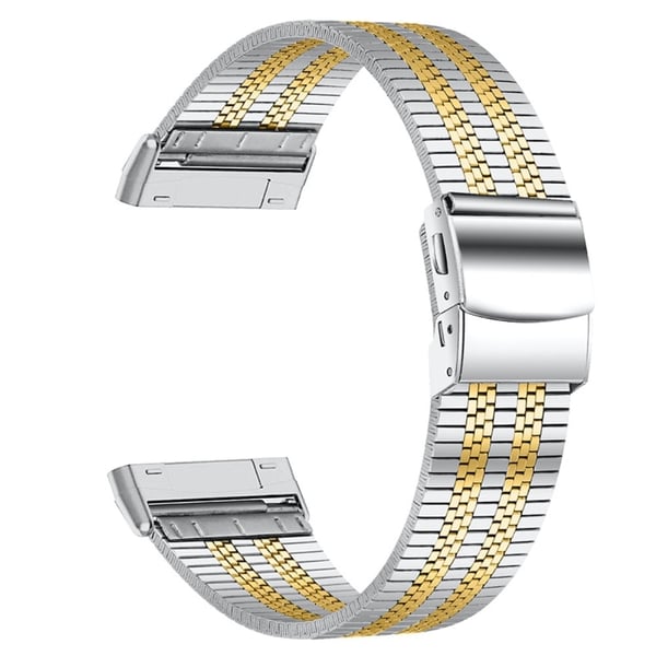 Fitbit Sense / Versa 5 klokkerem i rustfritt stål med perler - Spleising I Gull