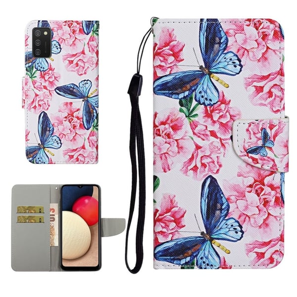 Wonderland Samsung Galaxy A02s Flippetui - Blomst og Sommerfugl