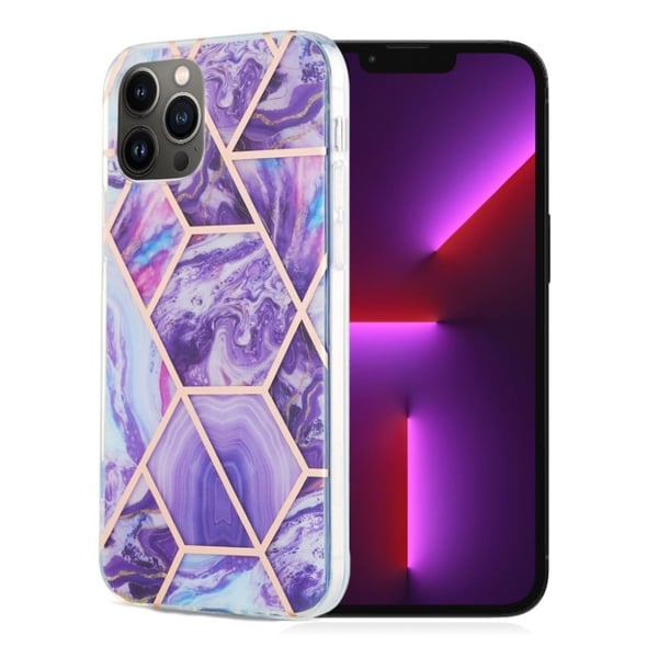 Marble iPhone 13 Pro Etui - Mørkelilla