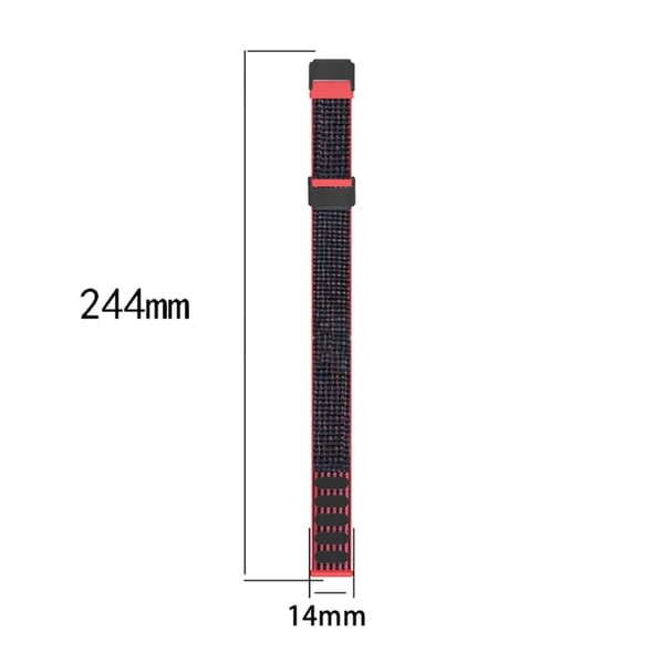 14 mm Fitbit Luxe nylon loop-klokkerem - Svart / Rød