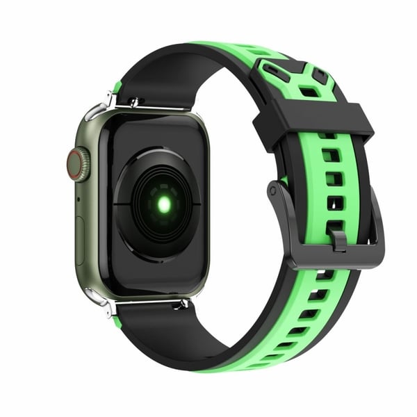 Apple Watch (45 mm) fargespleiset klokkerem i silikon - Gressgrønn / Svart