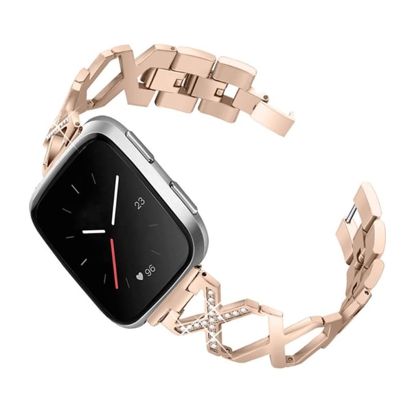 Fitbit Versa 2 / Versa Lite klokkerem i rustfritt stål med rhinestone i luksusstil - Gull
