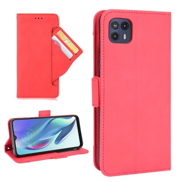 Modern-styled Lær Lommebok Etui til Motorola Moto G50 5G - Rød