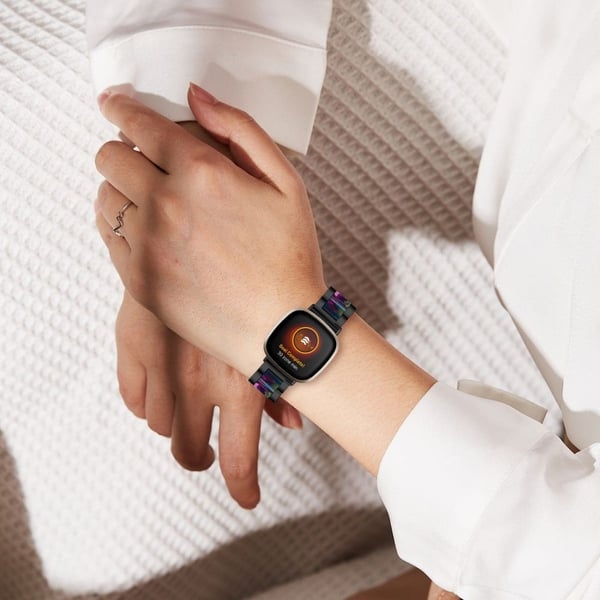 Fitbit Sense / Versa 3 harpiks i klokkerem i rustfritt stål - Svart / Svart