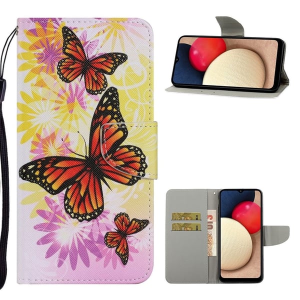 Wonderland Samsung Galaxy A02s Flippetui - Blomst og Sommerfugl