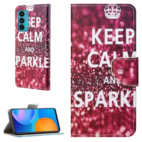 Wonderland Motorola Edge 20 Flippetui - Keep Calm og Sparkle